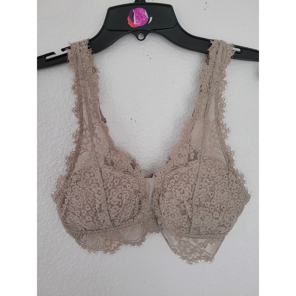 Aerie Women's Lace Bralette Tan Small S Padded Wireless Full Coverage #19